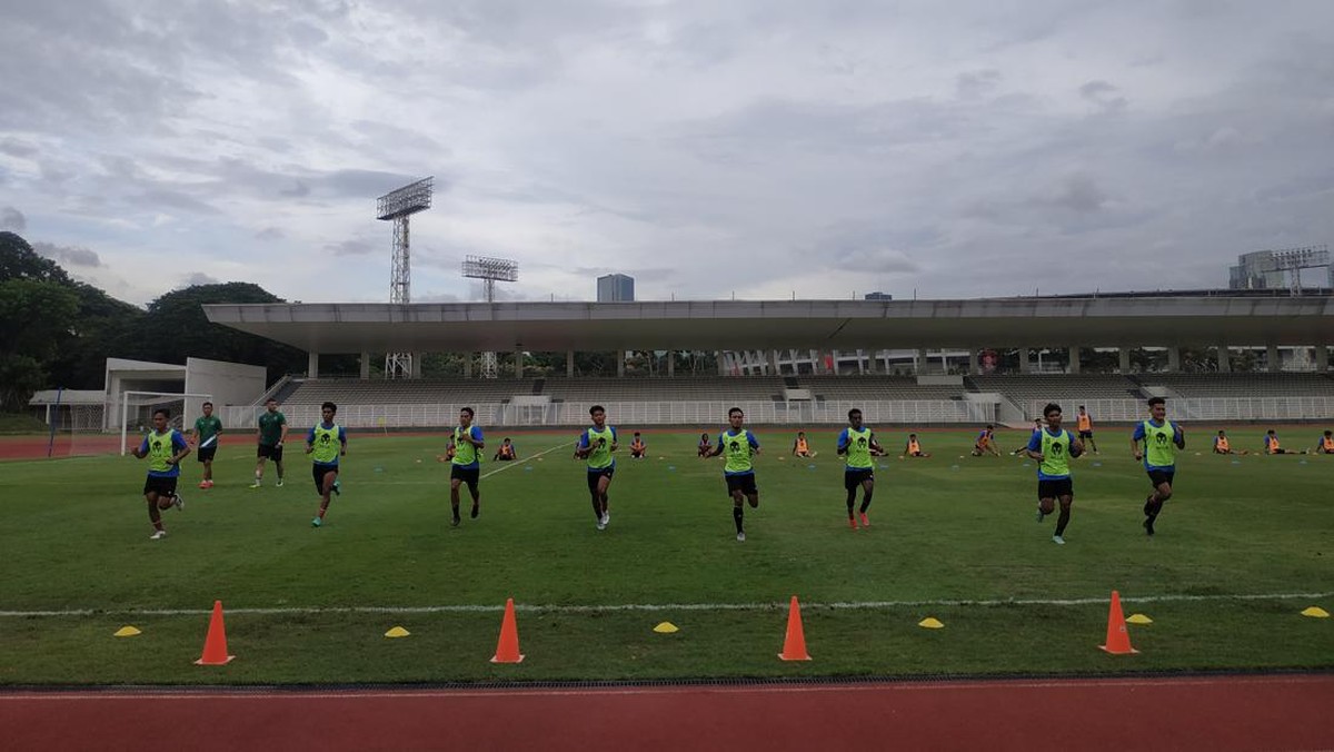 Timnas Indonesia U-19 menjalani latihan perdana jelang TC di Korea (Foto: detikSport/Muhammad Robbani)