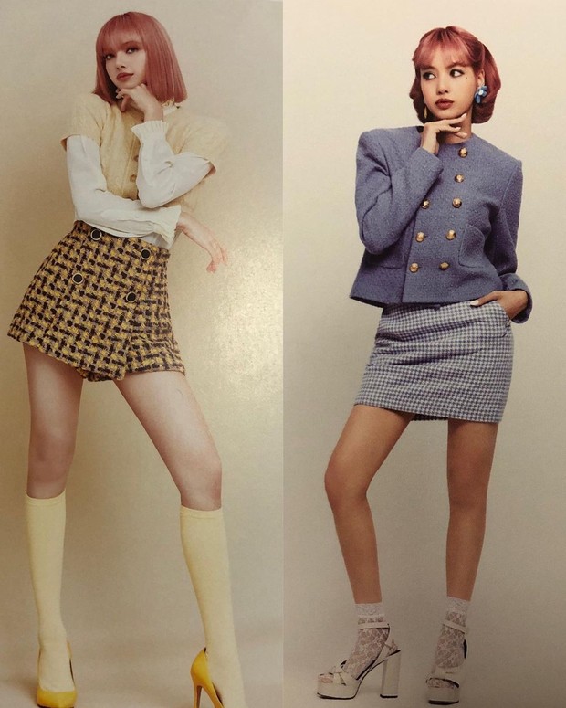 Gaya retro colorfull ala Lisa/instagram.com/blackpinkblinkindo Lisa menampilkan dua gaya retro pada season greeting 2022.