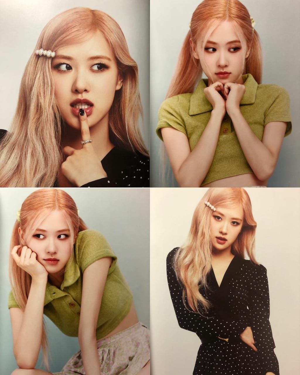 Rose menampilkan simple outfit pada preview youtube untuk season greeting dan juga another simple look dengan dress hitam dan bobby pins.