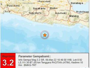 Gempa M 3,2 Terjadi di Pacitan