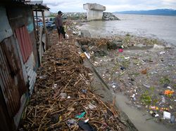 Penampakan Tumpukan Sampah di Bibir Teluk Palu