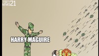 Harry Maguire dituding sama sekali tak becus bertahan. Foto: dok. Twitter