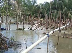Tanggul Pembatas Sungai Rongkong di Lutra Jebol, 2 Desa Terisolasi Banjir Tanggul Pembatas Sungai Rongkong di Lutra Jebol, 2 Desa Terisolasi Banjir