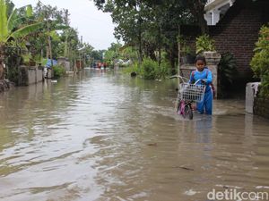 Ratusan Warga Trawasan Jombang Tak Mengungsi Meski Desanya Terendam Banjir