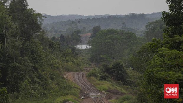 Bekas Lubang tambang di Bukit Soeharto. Kalimantan Timur, Jumat, 11 Februari 2022.
