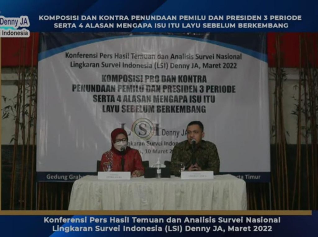 LSI Denny JA: Publik Curiga Ide Tunda Pemilu dari Faksi Dalam Istana LSI Denny JA: Publik Curiga Ide Tunda Pemilu dari Faksi Dalam Istana