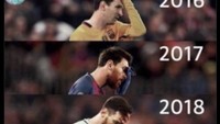 Ragam gambar Messi tertunduk lesu. Foto: dok. Twitter