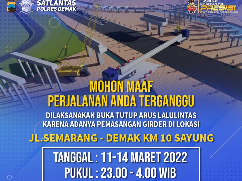 Hati-hati, Jalur Pantura Semarang-Demak di Sayung Bakal Terganggu 4 Hari