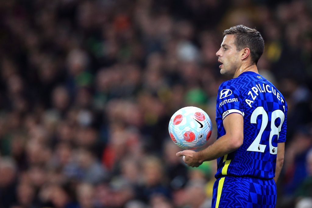 NORWICH, ENGLAND - MARCH 10: Cesar Azpilicueta of Chelsea during the Premier League match between Norwich City and Chelsea at Carrow Road on March 10, 2022 in Norwich, England. (Photo by Stephen Pond/Getty Images)
