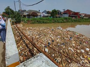 Duh! Pulau Dadakan Muncul di Sungai Cikeruh Bandung
