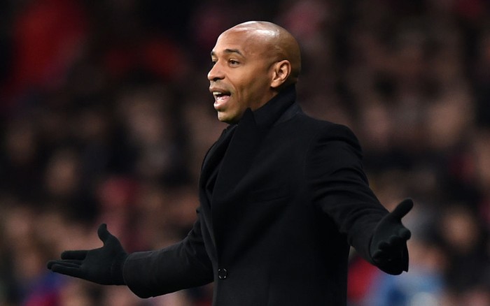 MADRID, SPAIN - NOVEMBER 28:  Thierry Henry, Manager of Monaco reacts during the UEFA Champions League Group A match between Club Atletico de Madrid and AS Monaco at Estadio Wanda Metropolitano on November 28, 2018 in Madrid, Spain.  (Photo by Denis Doyle/Getty Images)