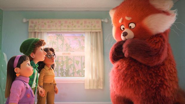 Turning Red WE’VE GOT YOUR (FLUFFY) BACK – In Disney and Pixar’s all-new original feature film “Turning Red,” everything is going great for 13-year-old Mei—until she begins to “poof” into a giant panda when she gets too excited. Fortunately, her tightknit group of friends have her fantastically fluffy red panda back. Featuring the voices of Rosalie Chiang, Ava Morse, Maitreyi Ramakrishnan and Hyein Park as Mei, Miriam, Priya and Abby, “Turning Red” will debut exclusively on Disney+ (where Disney+ is available) on March 11, 2022. © 2022 Disney/Pixar. All Rights Reserved.