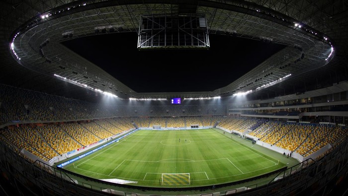 LVIV, UKRAINE - NOVEMBER 15:  A general view of the new Lviv Arena before the International Friendly match between Ukraine and Austria at the Lviv Arena on November 15, 2011 in Lviv, Ukraine. The newly constructed Lviv Arena will host three group matches during next years UEFA EURO 2012 comeptition.  (Photo by Richard Heathcote/Getty Images)