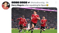 Usai laga, penampilan Maguire langsung jadi bahan meme di media sosial. Banyak yang mengejek bek termahal di dunia itu. Misal foto di atas, mungkin begitu gaya Maguire usai bikin gol bunuh diri. (Foto: Twitter @KefasBrandUg)