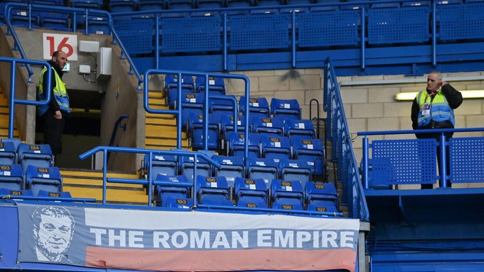 LONDON, ENGLAND - MARCH 13: A general view inside the stadium as a banner saying 