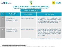 Jadwal Pemadaman Listrik di 4 Kecamatan Klaten Hari Ini