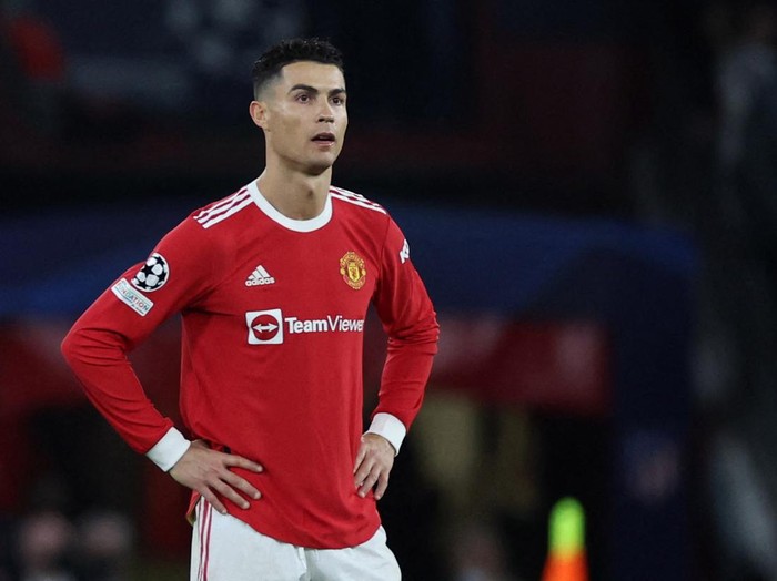 Soccer Football - Champions League - Round of 16 Second Leg - Manchester United v Atletico Madrid - Old Trafford, Manchester, Britain - March 15, 2022 Manchester United's Cristiano Ronaldo reacts REUTERS/Phil Noble
