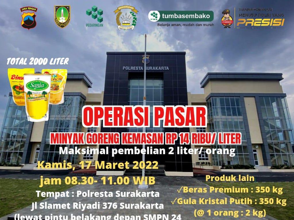 Info Lur! Besok Ada Operasi Minyak Goreng Rp 14 Ribu di Mapolresta Solo Info Lur! Besok Ada Operasi Minyak Goreng Rp 14 Ribu di Mapolresta Solo