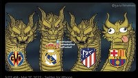 Spanyol pun meloloskan tiga wakil ke 8 besar Liga Champions musim ini. Barca kesenggol meme karena sudah lebih dulu kandas di fase grup. Foto: dok. Twitter