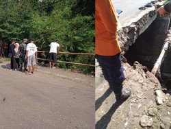 Penopang Jembatan Legendaris di Garut Ambruk, Lalin Dialihkan