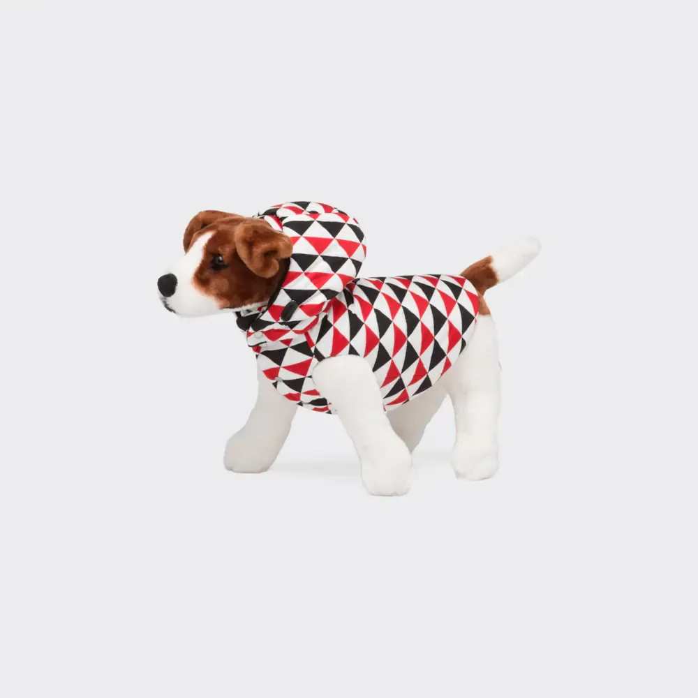 Printed Re-Nylon Quilted Dog Coat with Hood