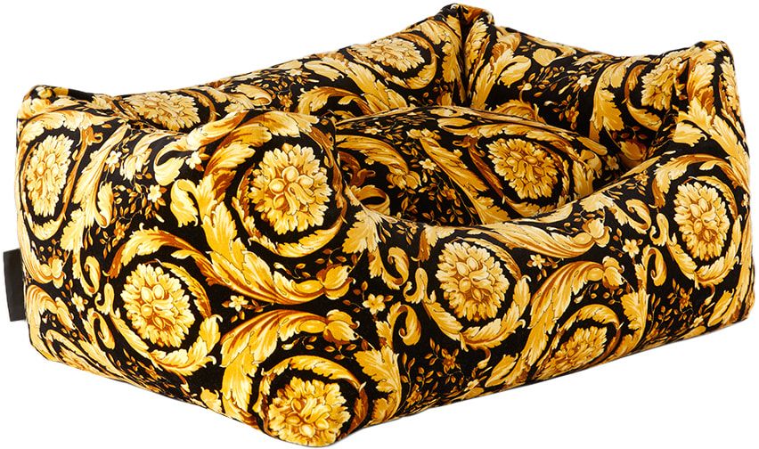 Versace Black Barocco Dog Bed
