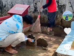 Aksi Pria Pembersih Makam Viral di TikTok Terinspirasi Baim Wong