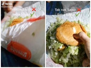 Zonk! Wanita Ini Kaget Lihat Burger Pesanannya Banjir Sayur