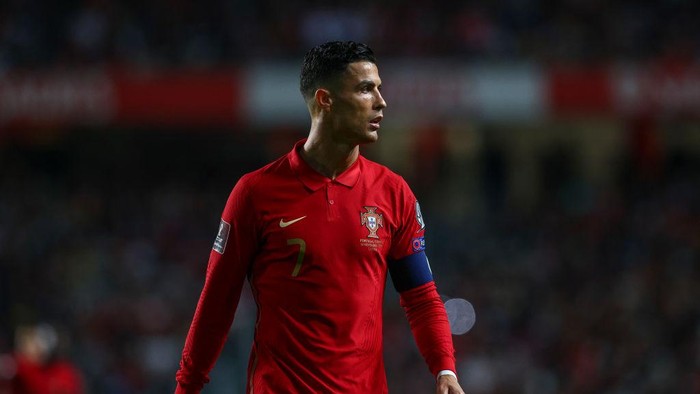 LISBON, PORTUGAL - NOVEMBER 14: Cristiano Ronaldo of Manchester United and Portugal during the 2022 FIFA World Cup Qualifier match between Portugal and Serbia at Estadio Jose Alvalade on November 14, 2021 in Lisbon, Lisboa. (Photo by Carlos Rodrigues/Getty Images)