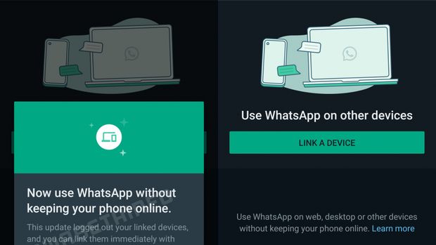 Tampilan fitur multi perangkat di WhatsApp
