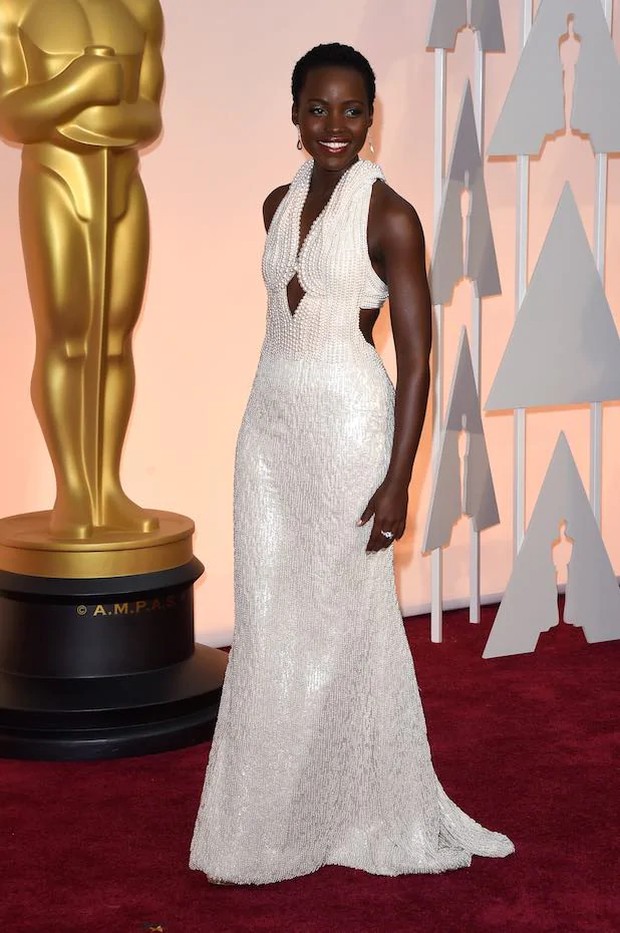 Lupita Nyong'o pearl dress/