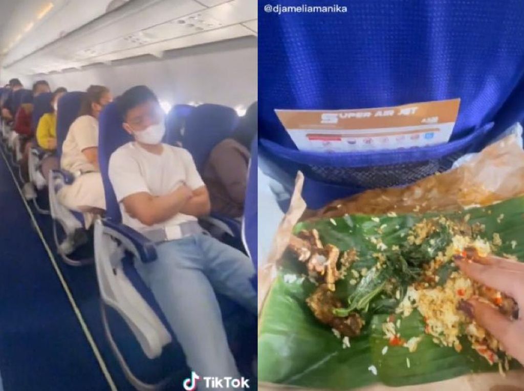 Aksi Penumpang yang Asyik Makan Nasi Padang di Pesawat Ini Viral