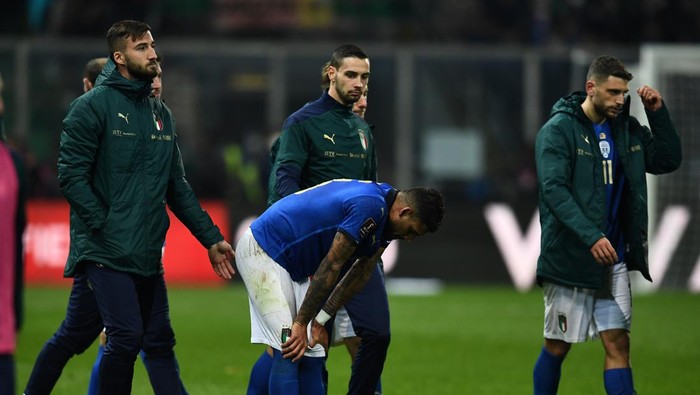 PALERMO, ITALY - MARCH 24: Lorenzo Insigne of Italy reacts at the end of the 2022 FIFA World Cup Qualifier knockout round play-off match between Italy and North Macedonia at Stadio Comunale Renzo Barbera on March 24, 2022 in Palermo, Italy . (Photo by Claudio Villa/Getty Images)