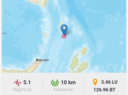 Ini Titik Pusat Gempa M 5,1 yang Guncang Melonguane Sulut