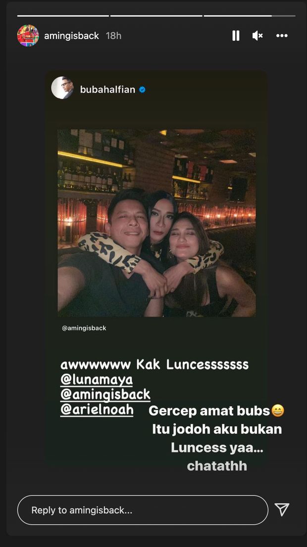 Aming berfoto dengan Ariel Noah dan Luna Maya