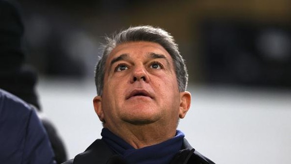 MUNICH, GERMANY - DECEMBER 07: Joan Laporta, President of FC Barcelona looks on during a FC Barcelona training session at Allianz Arena on December 07, 2021 in Munich, Germany. (Photo by Alexander Hassenstein/Getty Images)