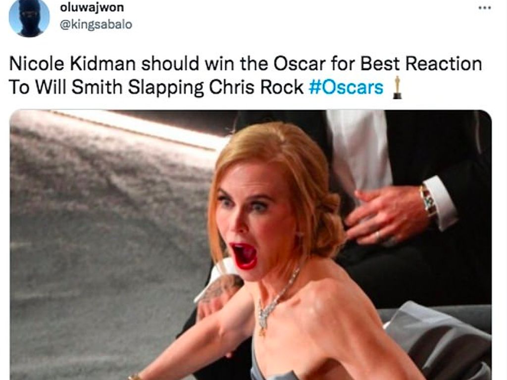 Will Smith Pukul Chris Rock di Oscar, Reaksi Nicole Kidman Viral & Jadi Meme