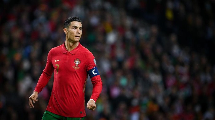 PORTO, PORTUGAL - MARCH 24: Cristiano Ronaldo of Portugal in action during the 2022 FIFA World Cup Qualifier knockout round play-off match between Portugal and Turkey at Estadio do Dragao on March 24, 2022 in Porto, Porto. (Photo by Octavio Passos/Getty Images)