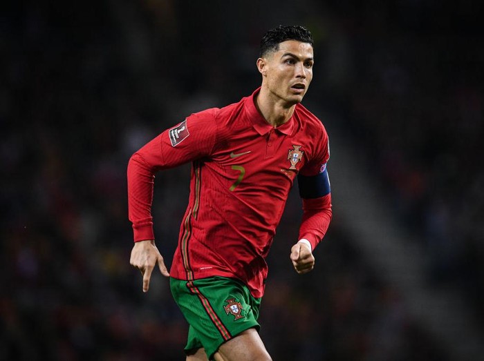 PORTO, PORTUGAL - MARCH 29: Cristiano Ronaldo of Portugal in action during the 2022 FIFA World Cup Qualifier knockout round play-off match between Portugal and North Macedonia at Estadio do Dragao on March 29, 2022 in Porto, Porto. (Photo by Octavio Passos/Getty Images)