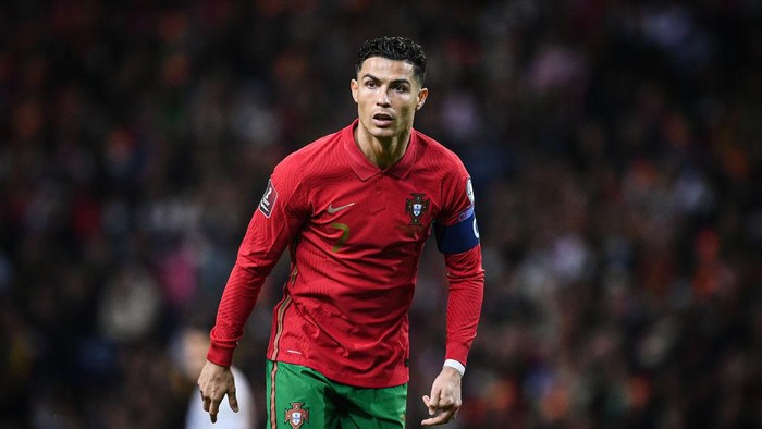 PORTO, PORTUGAL - MARCH 29: Cristiano Ronaldo of Portugal in action during the 2022 FIFA World Cup Qualifier knockout round play-off match between Portugal and North Macedonia at Estadio do Dragao on March 29, 2022 in Porto, Porto. (Photo by Octavio Passos/Getty Images)