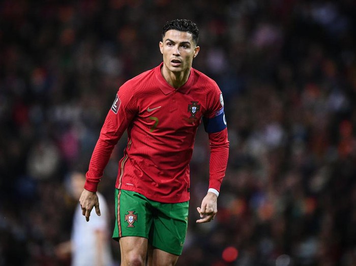 PORTO, PORTUGAL - MARCH 29: Cristiano Ronaldo of Portugal in action during the 2022 FIFA World Cup Qualifier knockout round play-off match between Portugal and North Macedonia at Estadio do Dragao on March 29, 2022 in Porto, Porto. (Photo by Octavio Passos/Getty Images)