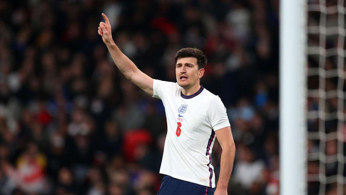 Maguire tampil lebih bagus bersama Timnas Inggris ketimbang bersama MU. Foto: Getty Images/Catherine Ivill