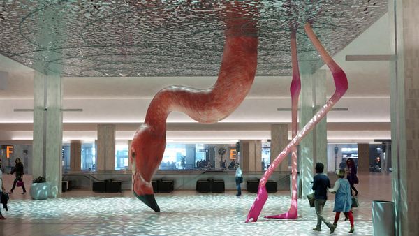 Potret Sosok Flamingo Raksasa di Bandara Tampa Florida