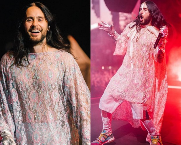 Jared Leto Lace Sheer Dress/Foto : instagram.com/30secondstomars Penampilan nyentrik Jared Leto juga dipamerkan ketika sedang manggung bersama bandnya
