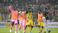 Skor akhir 1-1 membuat Ghana berhak lolos ke Piala Dunia 2022 lewat keuntungan gol tandang atas Nigeria. Foto: AP/Sunday Alamba