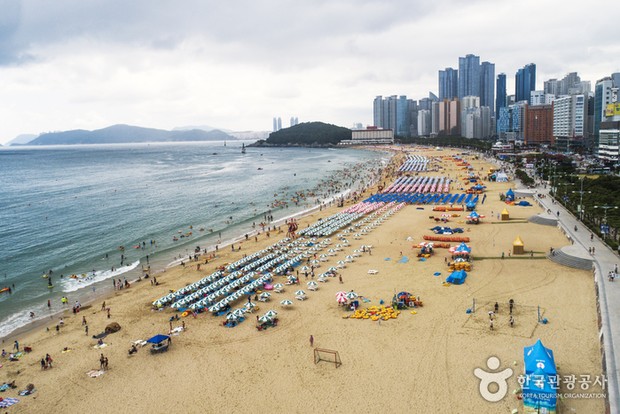 Pantai Haeundae yang terletak di Busan/english.visitkorea.or.kr Pantai Haeundae merupakan pantai paling terkenal di Busan di mana pengunjung akan ramai saat musim panas.