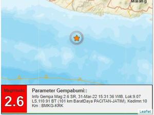 Gempa M 2,6 Terjadi di Pacitan