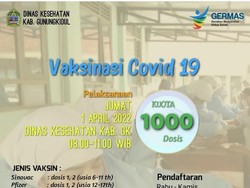 Jadwal Vaksinasi Booster Gunungkidul 1 April 2022