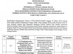 ISI Solo Rekrut Dosen untuk Progdi Film-TV, Desain Interior, Teater