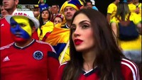 Natalia Betancourt, seorang suporter Kolombia merupakan salah satu suporter cantik yang disorot kamera pada ajang Piala Dunia 2014. Setelah itu, dirinya langsung viral dan jadi selebritis di negaranya (Screenshot/Youtube)